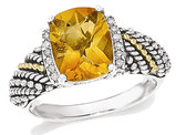 Sterling Silver with 14K Gold Accents Antiqued Citrine Ring 2.50 Carat (ctw)